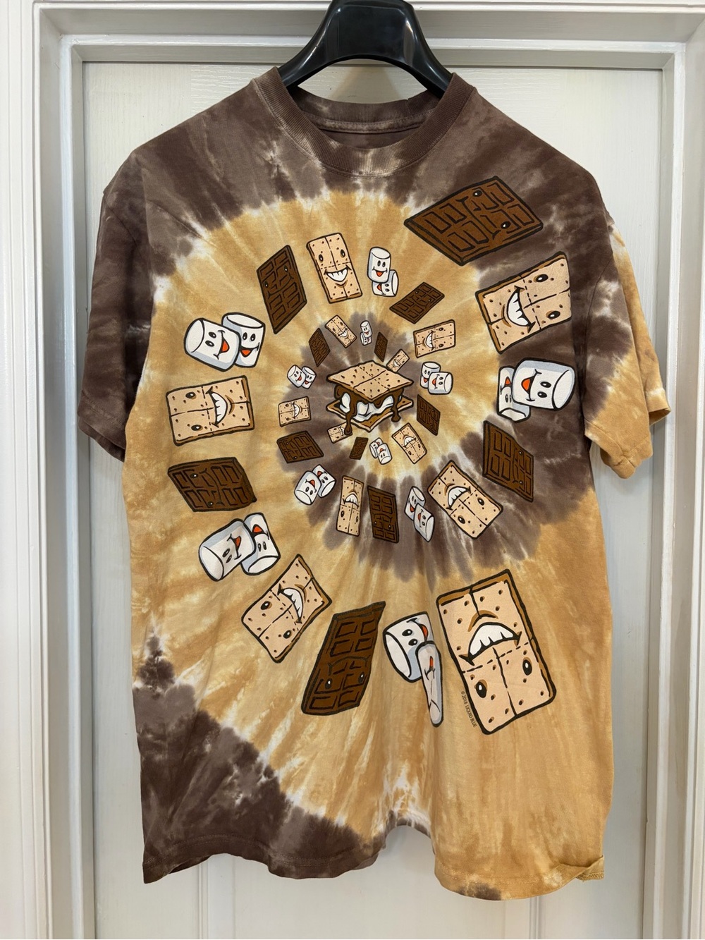 Liquid Blue Brown Tie Dye S'mores Men T Shirt Size Large Smores Marshmallows